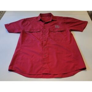 NC State Antigua Button Down Short Sleeve Camp/Fishing Shirt Mens S Red Wolfpack